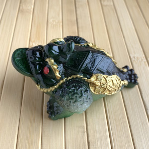 Чайная фигурка зеленая трехлапя жаба. Photo 2